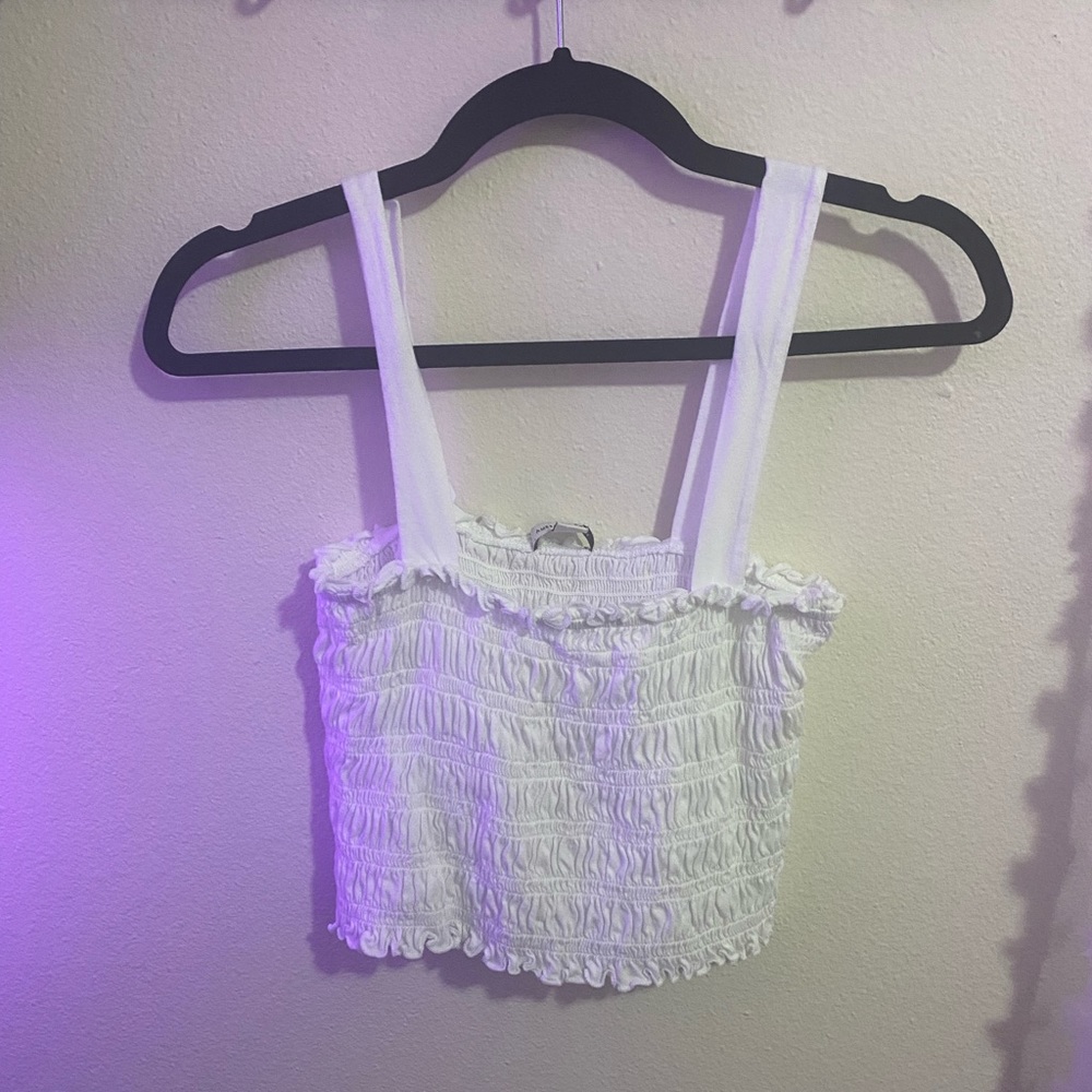 American Eagle White Cropped Tank Top